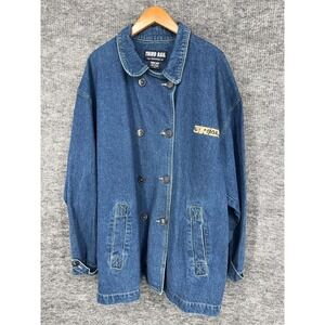 Vintage Third Rail Coat Mens XL Blue Denim Chore Coat Double Breasted Button